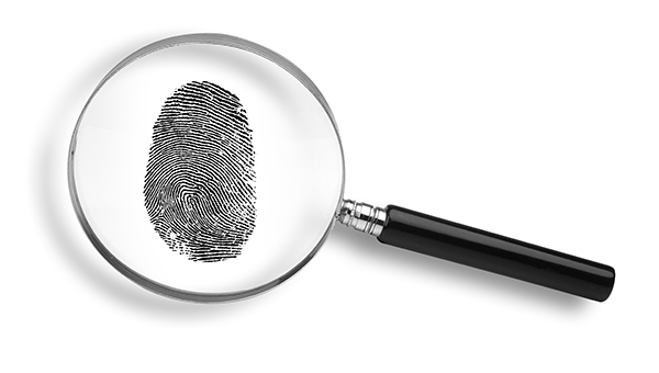 Image of  magnifying glass with a fingerprint